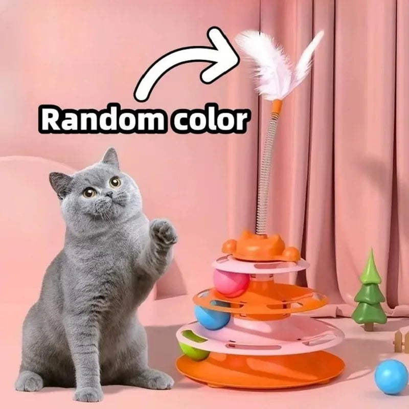 Interactive Toy ,Tower Kitten Turntable, Track Roller Balls