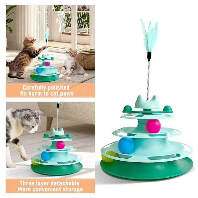 Interactive Toy ,Tower Kitten Turntable, Track Roller Balls