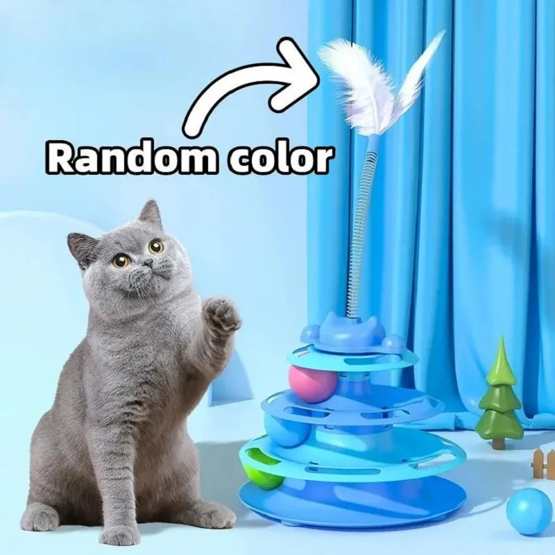 Interactive Toy ,Tower Kitten Turntable, Track Roller Balls