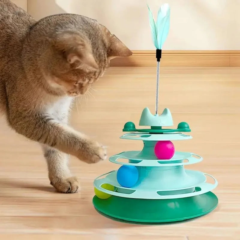 Interactive Toy ,Tower Kitten Turntable, Track Roller Balls