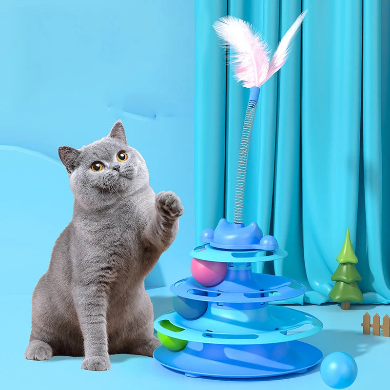 Interactive Toy ,Tower Kitten Turntable, Track Roller Balls