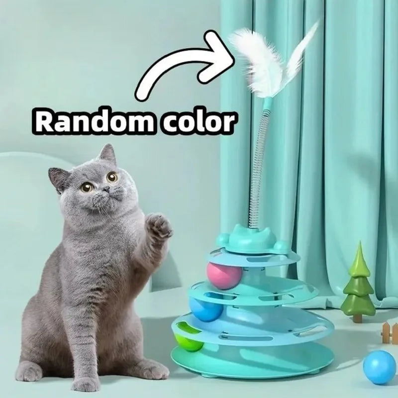 Interactive Toy ,Tower Kitten Turntable, Track Roller Balls