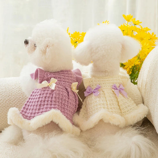 Hollow Knitting Pet warm Dress