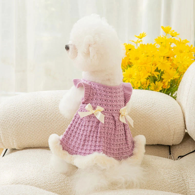Hollow Knitting Pet warm Dress