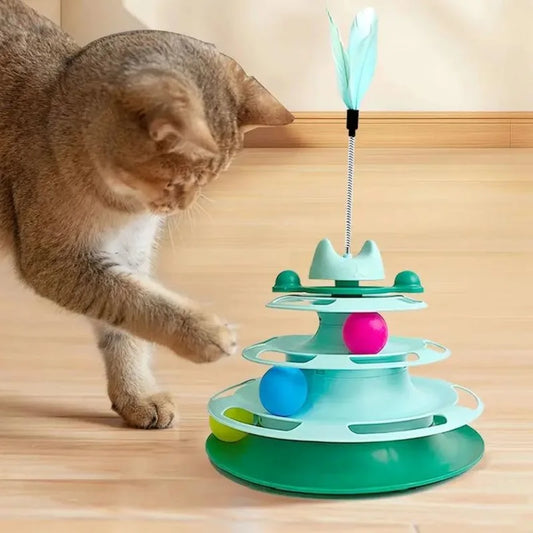 Interactive Toy ,Tower Kitten Turntable,  Track Roller Balls
